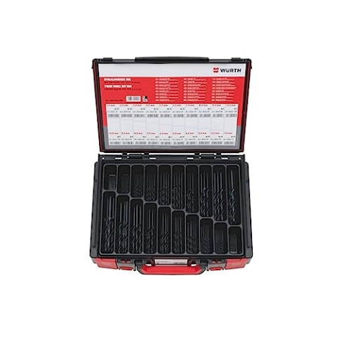 Würth Spiralbohrer HSS DIN 338 Typ RN, 155 Stück, Sysko, schwarz W5964062500961