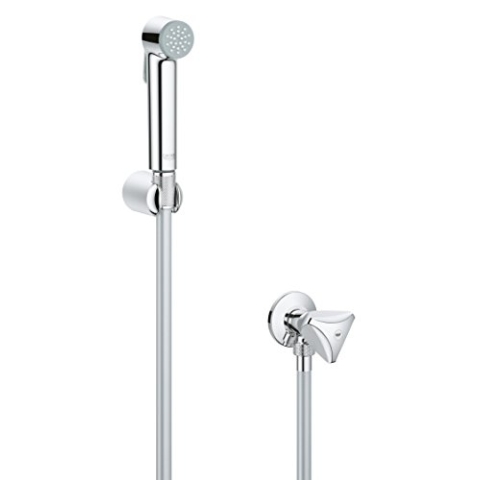 Grohe Tempesta-F Trigger Spray 30 Wandhalterset mit Absperrventil 1 Strahlart, 26357000 Silber