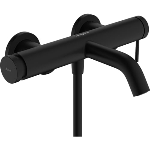 hansgrohe Tecturis S - Badewannenarmatur Aufputz für 2 Verbraucher, Mischbatterie Badewanne mit Auslauf Länge 20,9cm , Mattschwarz