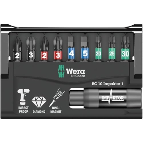 Wera Bit-Sortiment, Bit-Check 10 Impaktor 1 SB, 10-teilig, Wera 05073980001