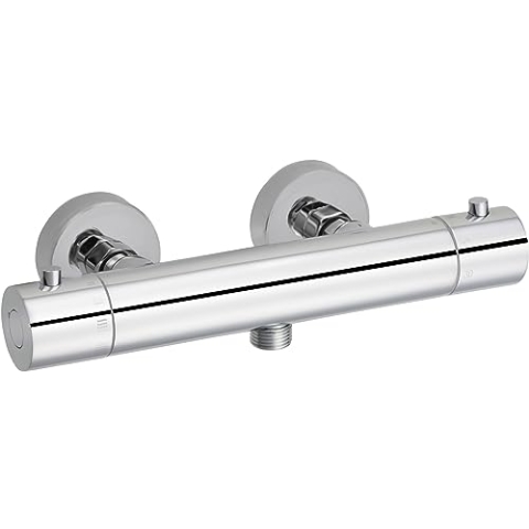 Saqu Essential Dusch-Thermostatarmatur - Messing - Temperaturbegrenzung - Wassersparfunktion - Konstante Temperatur - Chrom - 12 cm Herzabstand