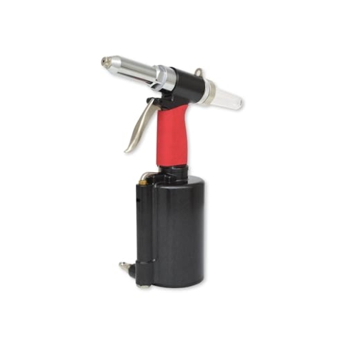 KS Tools Druckluft Nietpistole 515.3101 bis 6,4mm I Druckluft-Blindniet-Pistole mit 6 Mundstücken I Besonders Geräuscharm I Für Stahl-, Aluminium-Nieten uvm.