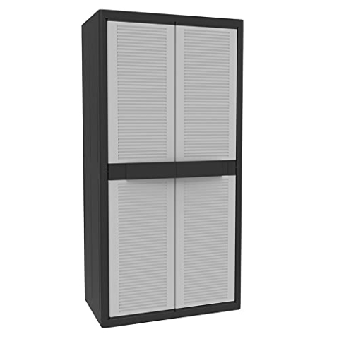 Terry, Jumbo Cab 3900 Qblack, Besenschrank mit zwei Türen, vertikaler Trennwand und 4 Einlegeböden, für innen und außen - 89,7x53,7x180 cm