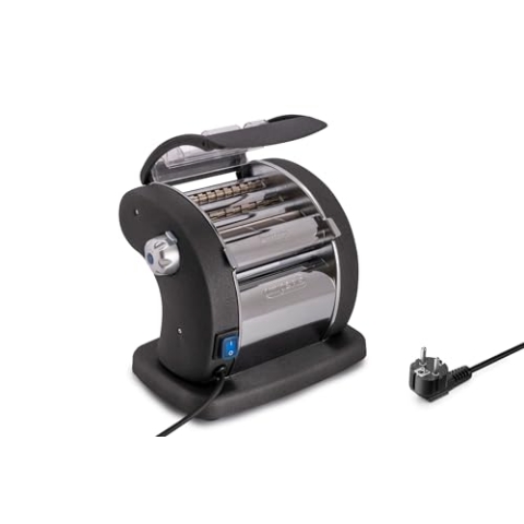 Imperia Pastapresto Gourmet Linie. Elektrische Nudelmaschine Made in Italy. Frischpastamaschine aus Stahl mit 220V-Elektromotor. Elektrische Teigmaschine für Lasagne, Tagliolini, Fettuccine.
