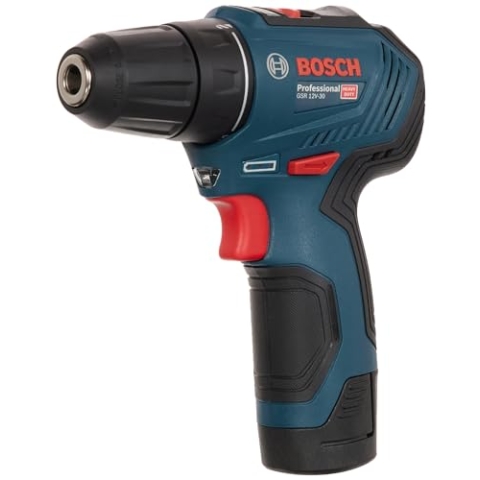 Bosch Professional 12V System Akku Bohrschrauber GSR 12V-30 (inkl. 2x2.0 Ah GBA 12V Akku, Ladegerät AL 1115 CV, 39-tlg.-Zubehör-Set, in Tasche)