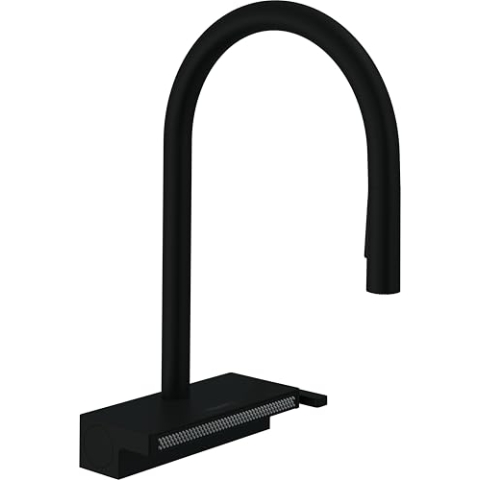 hansgrohe Küchenarmatur Aquno Select M81 (Wasserhahn Küche mit Abtropfsieb, 360° schwenkbar, ausziehbare Brause, hoher Komfort-Auslauf 170mm, 3 Strahlarten, Standardanschlüsse) Schwarz
