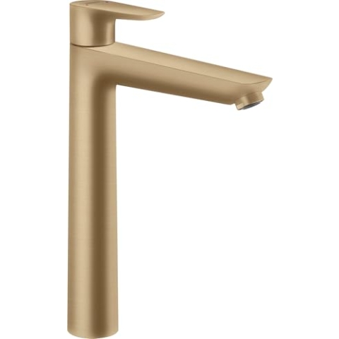 hansgrohe Talis E - Waschtischarmatur mit Zugstangen-Ablauf, Wasserhahn Bad mit Auslauf Höhe 234 mm, Mischbatterie Waschbecken wassersparend (EcoSmart), Brushed Bronze, 71716140