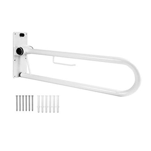 PEPE Mobility - Wandstützgriff Klappbar 75 cm, Haltegriffe Senioren, Stützgriff WC Weiß, Aufstehhilfe Toilette mit Papierhalter