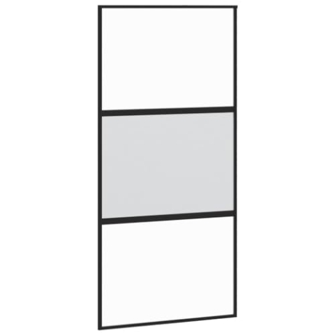 vidaXL Schiebetür, Glasschiebetür mit Metallrahmen, Schlank Glastür Tür mit Zubehör, Innentür Zimmertür, Schwarz 102,5x205 cm Hartglas Aluminium