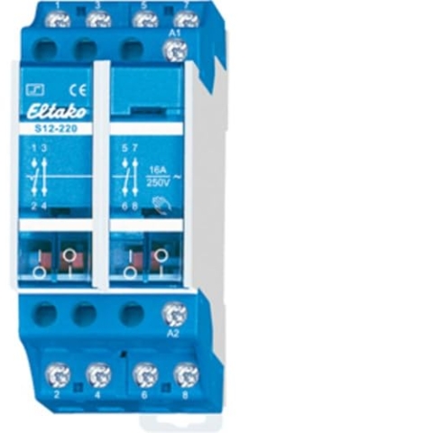 Eltako 4-poliger elektromechanischer 16A-Stromstoßschalter 230V. 2 Schließer + 2 Öffner 16A/250V AC S12-220-230V