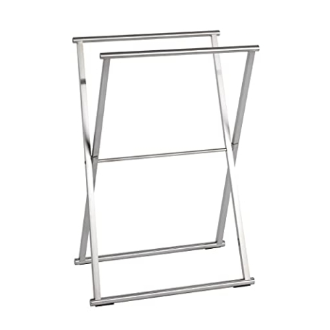 WENKO Handtuchständer Lava Edelstahl - Kleiderständer, klappbar, Edelstahl rostfrei, 53.5 x 80.5 x 35 cm, Glänzend, 80.5 x 35 x 53.5 cm