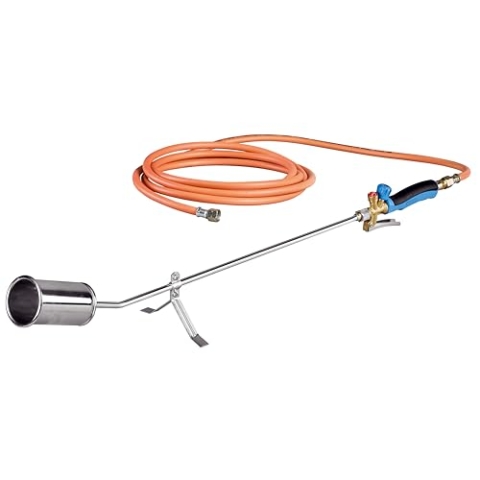 CFH Abflammgerät Profi PA 079 - inkl. 5 m Gummi-Gasschlauch 3/8", Unkrautbrenner, Anschluss an Gasflaschen, Ideal für Unkrautbeseitigung sowie Teer- und Teichfolienarbeiten, TÜV SÜD GS zertifiziert