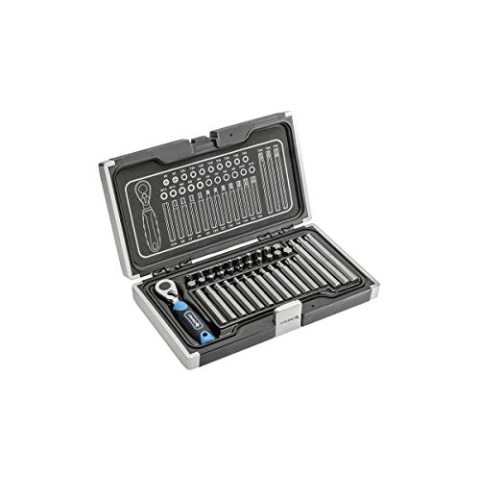 HÖGERT TECHNIK Schrauberbit-Satz 37-tlg, 10 mm, S2 Stahl, Ratsche mit 72 Zähnen – In Robuster Kunststoffbox, CrV, CrMo
