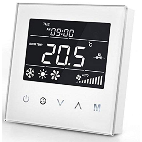 MCO Home Smart Fan Coil Thermostat fur 2 Leitungsrohre, 230 V, weiß, MH8-FC