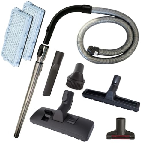 Maxorado Kombidüse + Rohr + Handgriff + Schlauch + Düsen + 2 HEPA Filter Ersatzteile Set Zubehör kompatibel mit Miele Complete C3 S8 S8340 S8430 S8520 S8530 S8710 S8730 S8790 Bodendüse Düse