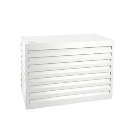 EVOLAR Evo-Cover Abdeckung/Verkleidung für Klimaanlage und Wärmepumpe für Außengerät Garten Balkon – Schutzgitter/Sichtschutz aus Aluminium mit Lamellen – Modell: SMALL, Farbe: WEISS