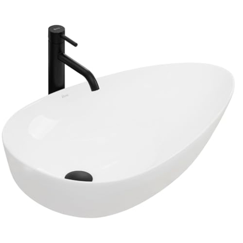 Rea Aufsatzwaschbecken GRETA 65 Waschtisch Handwaschbecken Waschschale Waschbecken für Badezimmer aus hochwertiger Keramik (Weiß)