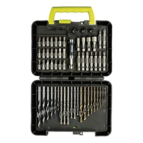 RYOBI Zubehörset RAK60DDF, 60-teilig, Bohren und Schrauben, HSS-Metallbohrer, Steinbohrer, Holzbohrer, Schrauberbits