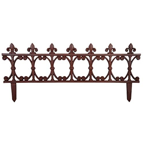 2 Stück Esschert Design Beetzaun Klassik, breiter Zierzaun aus Gusseisen, 82 x 36 cm, Beet Abgrenzung mit Erdspieß