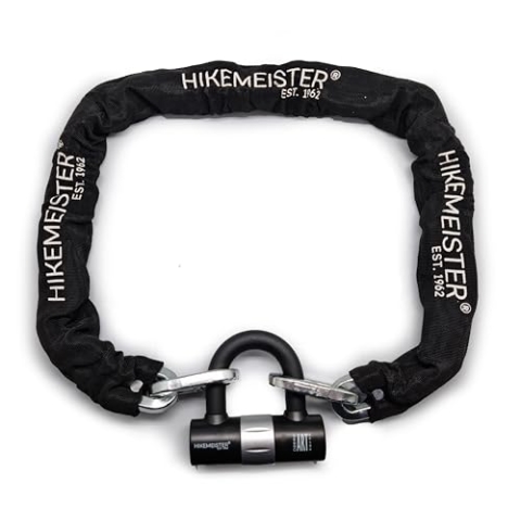 HikeMeister ® Kettenschloss | Hohe Sicherheitsstufe | mit 2 Schlüsseln | ART 4 Zertifikat | E-Scooter Motorrad Moped E-Bike & hochwertiges Schloss| sicheres Rollerschloss Kette 120 cm