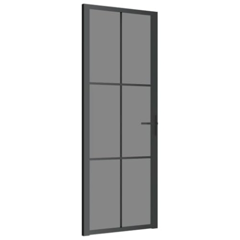 vidaXL Innentür Modernes Design Glastür Komplettset Zimmertür Tür Drehtür Wohnungstür mit Montagezubehör 76x201,5cm Schwarz ESG-Glas Aluminium