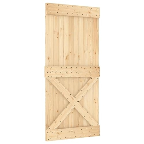 vidaXL Tür, Schiebetür mit Schiebetürbeschlägen, Holztür Schiebetürsystem für Schlafzimmer Scheunen, Innentür Zimmertür, Massivholz Kiefer