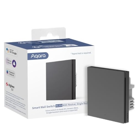 Aqara Smart Wall Switch H1 EU - Intelligenter Einzelschalter, Zigbee 3.0, Mit Neutralleiter, grau