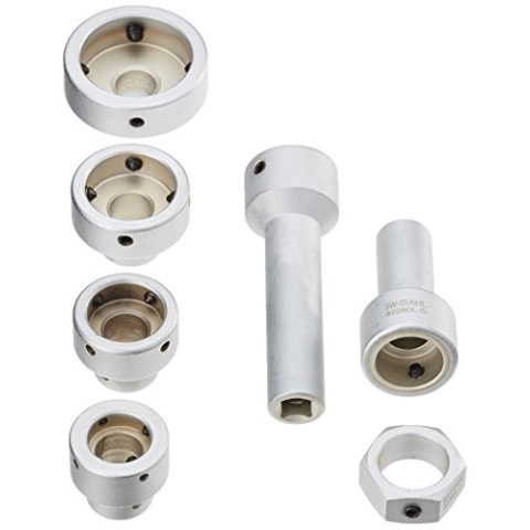 SW-Stahl 82280L Schneideisen-Adaptersatz, 7-teilig I M3-M14 Gewindeschneider Set I Außengewinde Schneidwerkzeug I Ratschenschlüssel Zubehör I Präzisions Schneideisen Halterung