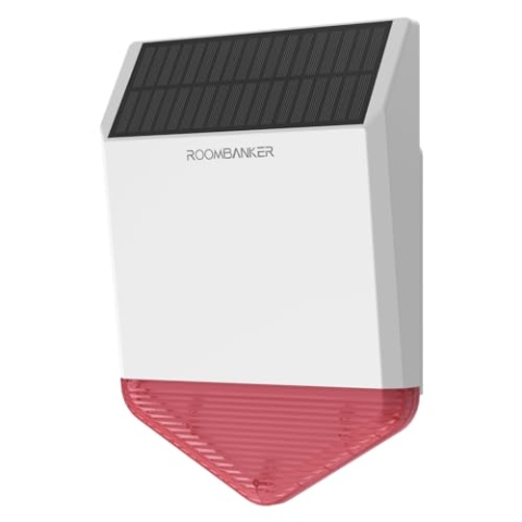 ROOMBANKER Außensirene SO1 - IP65 genehmigt, mit eingebautem Solarpanel zum Aufladen