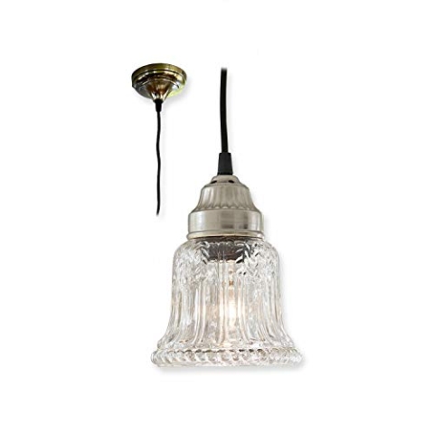 Loberon® Hängelampe Brandy, Glas, Eisen, Kabel: Baumwolle, H/Ø ca. 20/13 cm, klar