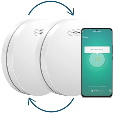 Aroha Smart Connect & Link WLAN-Rauchmelder Vernetzt - 10 Jahre Batterie - Feuermelder - Brandmelder Vernetzbar mit App Tuya & Smartlife - 2 Set