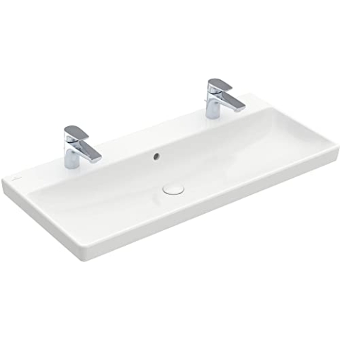 Villeroy & Boch Avento Möbelwaschtisch 100x47cm 2 Hahnlöcher mit Überlauf weiß