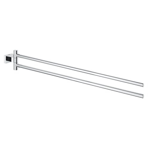 GROHE Essentials Cube - Handtuchhalter (verdeckte Befestigung, 439mm, 2-armig & schwenkbar, langlebig), chrom, 40624001