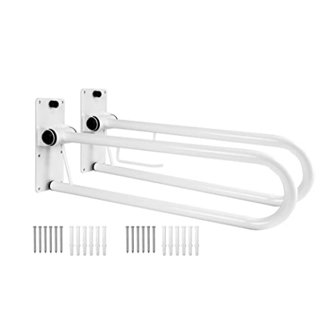 PEPE Mobility - Wandstützgriff Klappbar 75 cm, Haltegriffe Senioren, Stützgriff WC Weiß, Aufstehhilfe Toilette mit Papierhalter