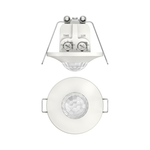 Theben 1060200 thePiccola S360-100 DE WH I Passiv-Infrarot-Bewegungsmelder I Deckenmontage I Runder Erfassungsbereich 360° I Teach-in Funktion I PIR