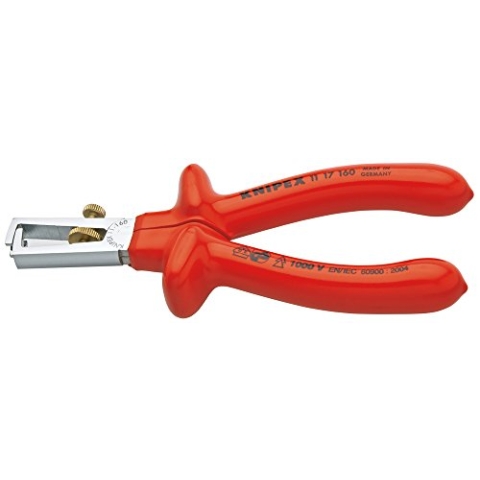 KNIPEX 11 17 160 Abisolierzange verchromt tauchisoliert, VDE-geprüft 160 mm