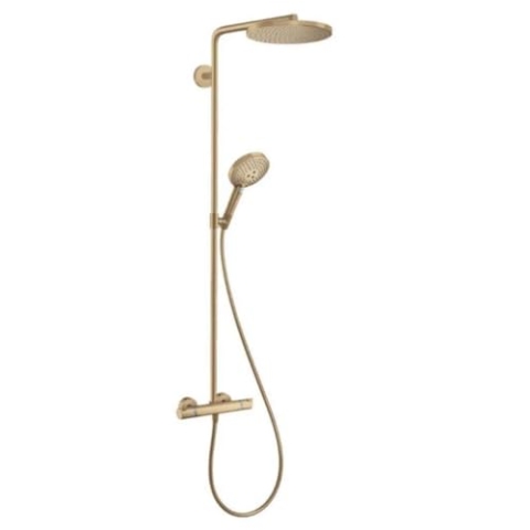 hansgrohe wassersparendes Duschsystem Raindance Select S 240 PowderRain Regendusche (Duschkopf, Duschkopf, Duschstange, Thermostat, Schlauch, 3 Strahlarten) Brushed Bronze