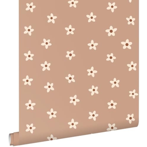 ESTAhome Tapete Gänseblümchen Terrakottarosa 53 cm x 10.05 m