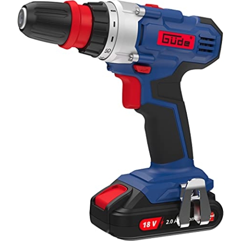 Güde 58526 Akku Bohrschrauber BS 18-201-30K II (18V, 19+1 Drehmomentstufen, integriertes LED-Arbeitslicht, 2,0Ah Akku)