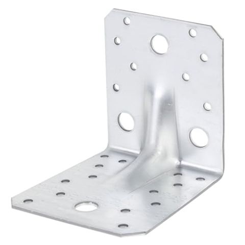 Alberts 846626 Schwerlast-Winkelverbinder mit Sicke | sendzimirverzinkt | 105 x 105 x 90 mm | 24er Set