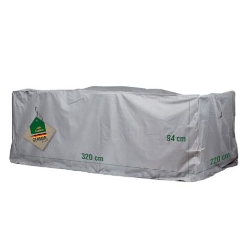 Mehr Garten Gartenmöbel Abdeckung Sitzgruppe rechteckig, 320x220x94 cm, grau, Oxford 600D Gewebe, Schutzhülle für Gartentisch und Gartenstühle, wasserdicht, UV-beständig und wetterfest
