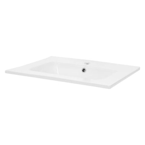 ML-Design Waschbecken aus Keramik Weiß 61x16,5x46 cm Eckig, Einbauwaschbecken mit Hahnloch und Überlauf, Aufsatzwaschbecken Einbauwaschtisch Waschschale Waschplatz Handwaschbecken, für das Badezimmer