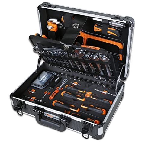 Beta Easy 2054E/I-100 Werkzeugkoffer Koffer (Inkl. 100-teiliges Werkzeug Sortiment 1/4", Ideal für alle Arten von Wartung, höchst widerstandsfähig, Made in Italy), Schwarz