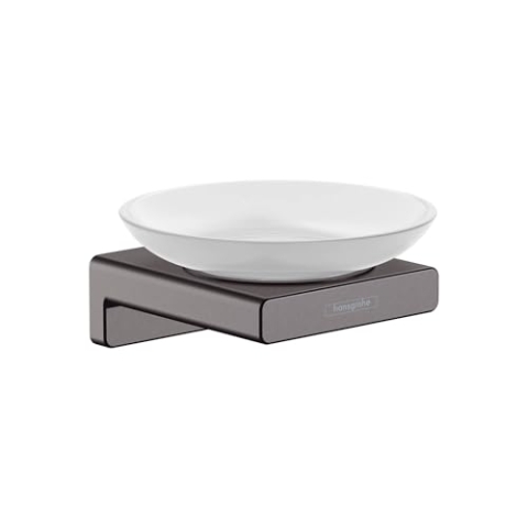 hansgrohe AddStoris - Seifenschale, Seifenablage für Wandmontage, verdeckte Befestigung, Badezimmer Zubehör, Brushed Black Chrome, 41746340