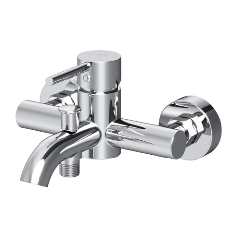 Badewannenarmatur mit Auslauf, Mischbatterie Badewanne, Brausebatterie Wanne, Einhand-Wannenbatterie für Badewanne und Dusche, Badezimmer Armatur, Chrom, AM.PM FPA10000 Spike