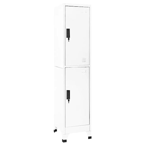 vidaXL Schließfachschrank Spind Schrank Umkleideschrank Metallschrank Fächerschrank Aktenschrank Büroschrank Lagerschrank Weiß 38x45x180cm Stahl