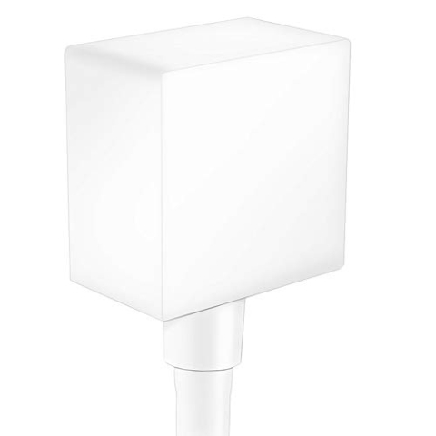 hansgrohe Schlauchanschluss FixFit Square, Wandanschluss mit Rückflussverhinderer, Mattweiß, Klein