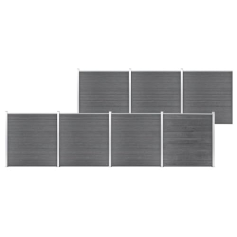 vidaXL Gartenzaun WPC Sichtschutzzaun Lamellenzaun Windschutz Sichtschutz Zaun Steckzaun Systemzaun Garten 1218x186cm Grau Aluminiumstange