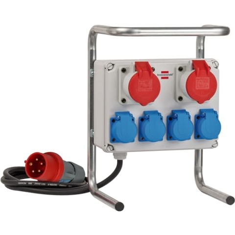 Brennenstuhl Kompakter Kleinstromverteiler BKV 2/4 G IP44 mit Stahlrohrgestell (2m Kabel, für ständigen Einsatz im Außenbereich IP44, Made in Germany)