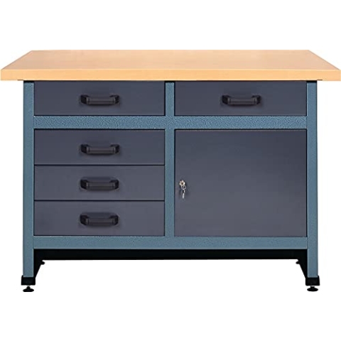 Küpper Standardwerkbank Werktisch 1200 x 600 x 840 mm 5 Schubladen Flügeltür anthrazit